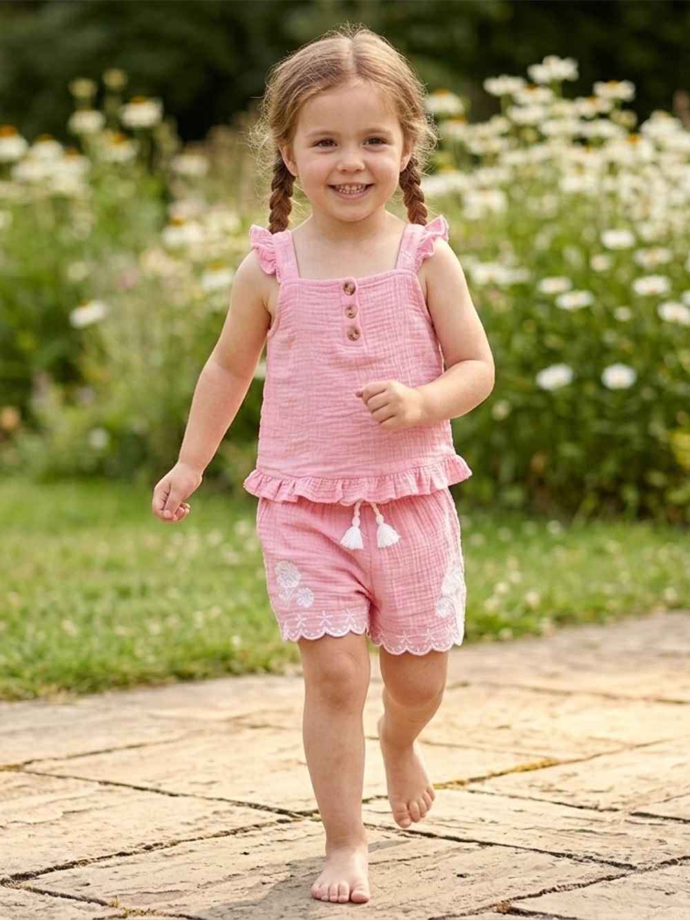 Pink Floral Ruffle Tank & Shorts Set - Picture 5 of 5
